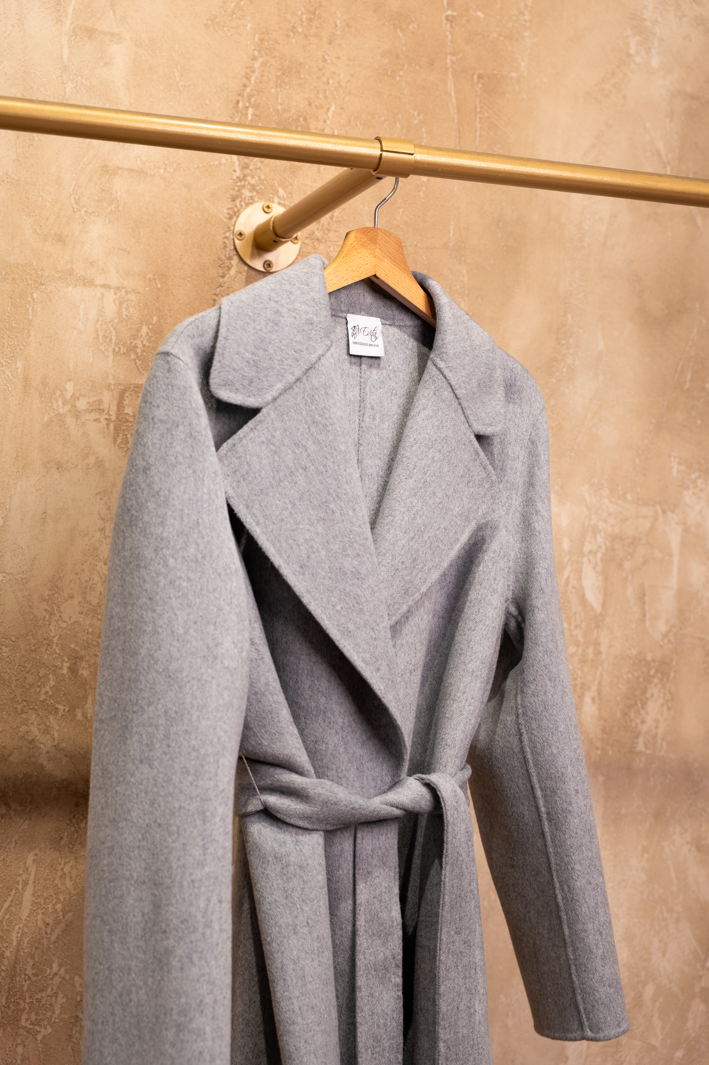 Cappotto Lana Doppia Grigio Perla Vergine - Drap Senza Fodera Made in Italy