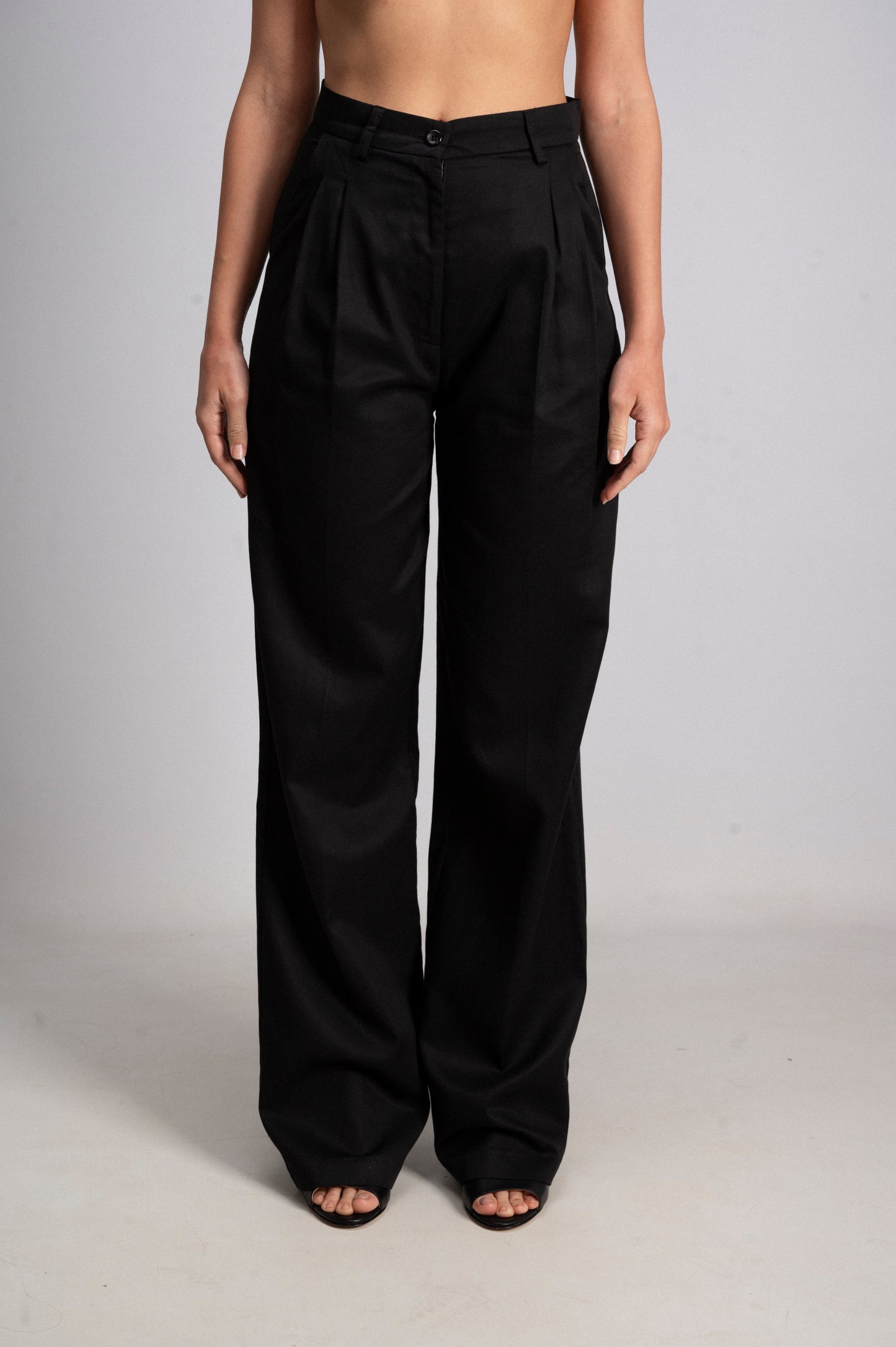 PANTALONI TAILLEUR KIMONO NERO