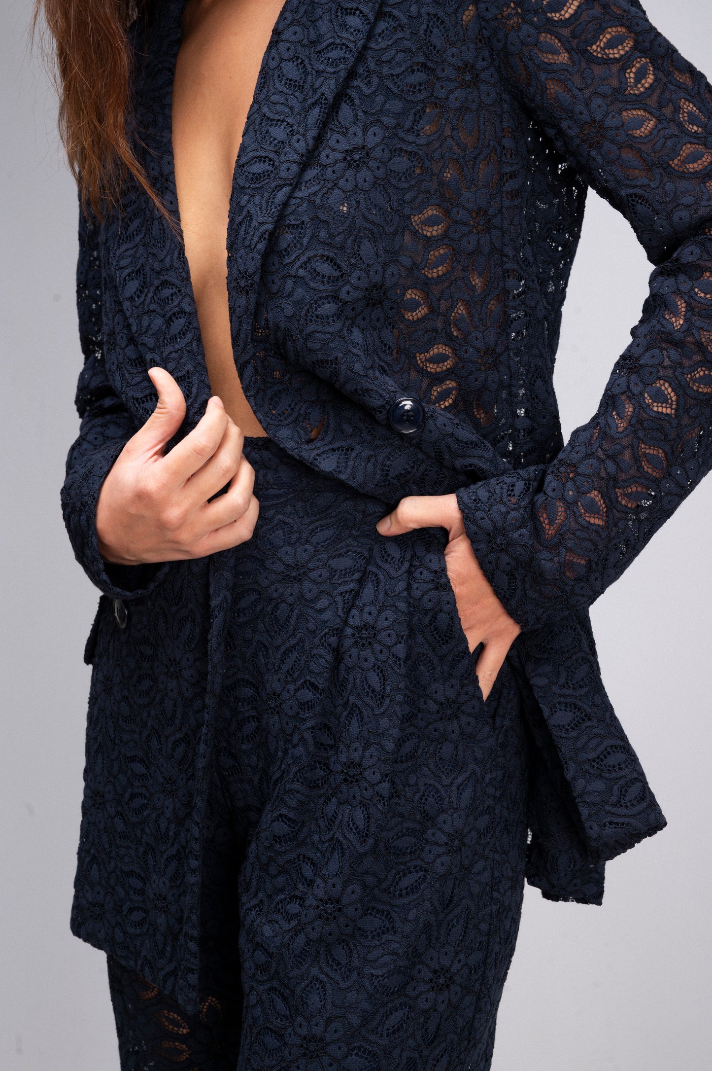 GIACCA TAILLEUR PIZZO BLU