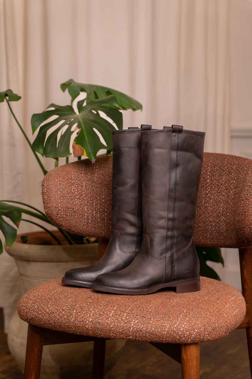 Camperos Cioccolato Pelle - Stivale Gambale Tubolare Made in Italy