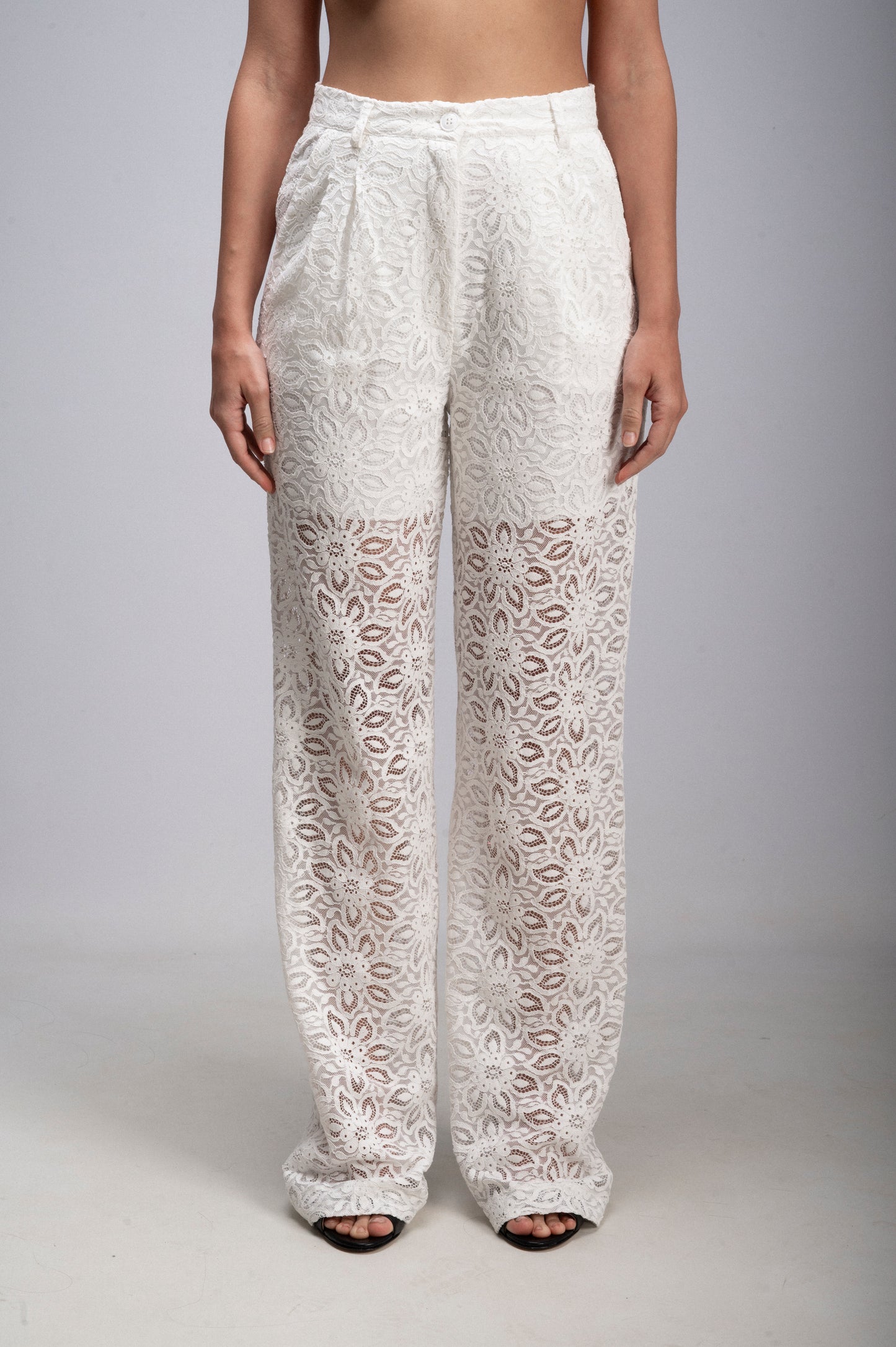 PANTALONI TAILLEUR PIZZO BIANCO
