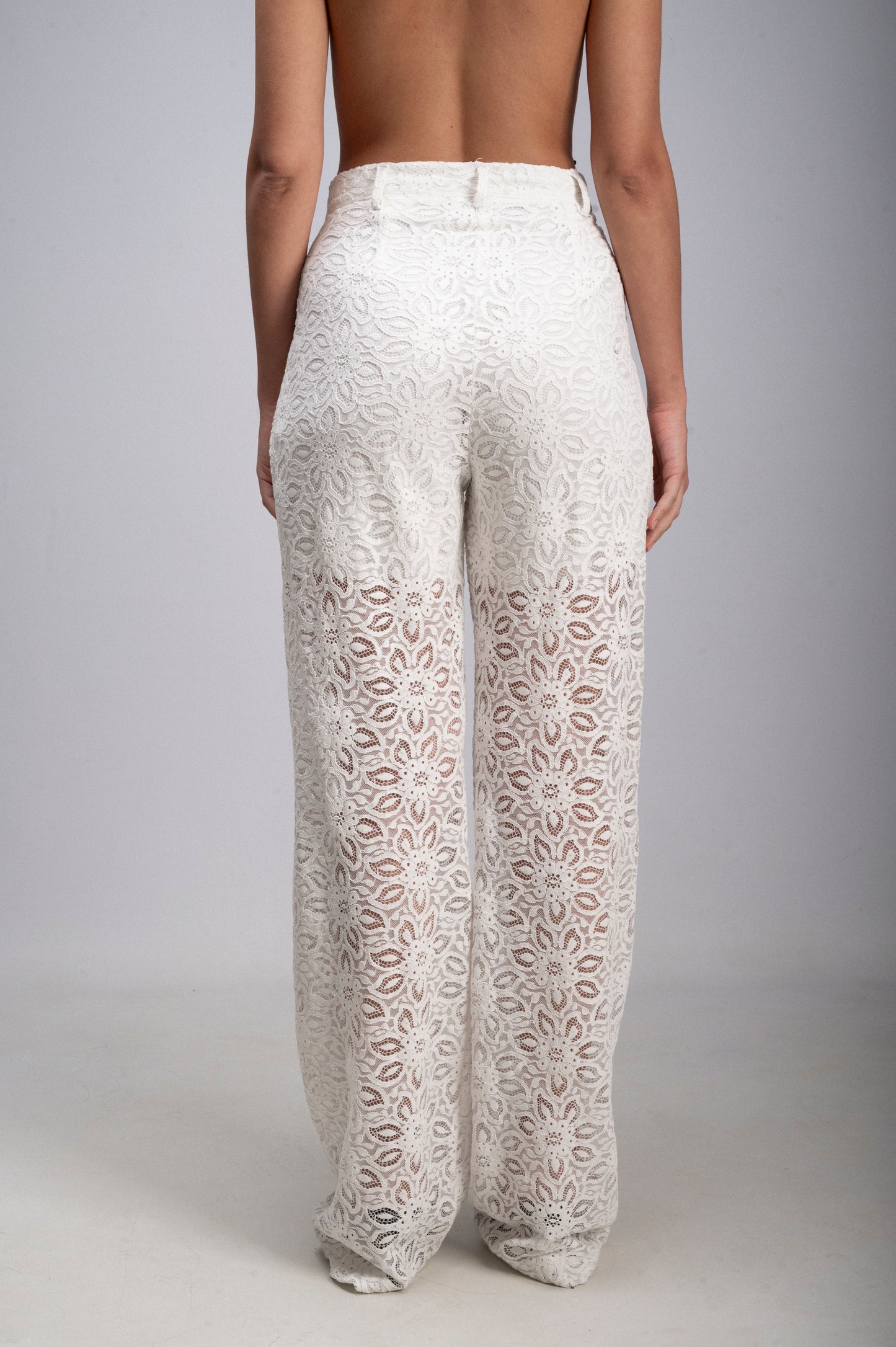 PANTALONI TAILLEUR PIZZO BIANCO