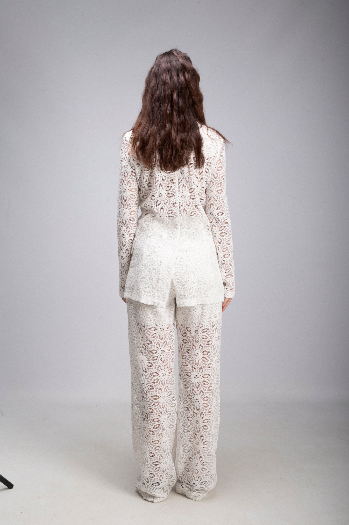 PANTALONI TAILLEUR PIZZO BIANCO