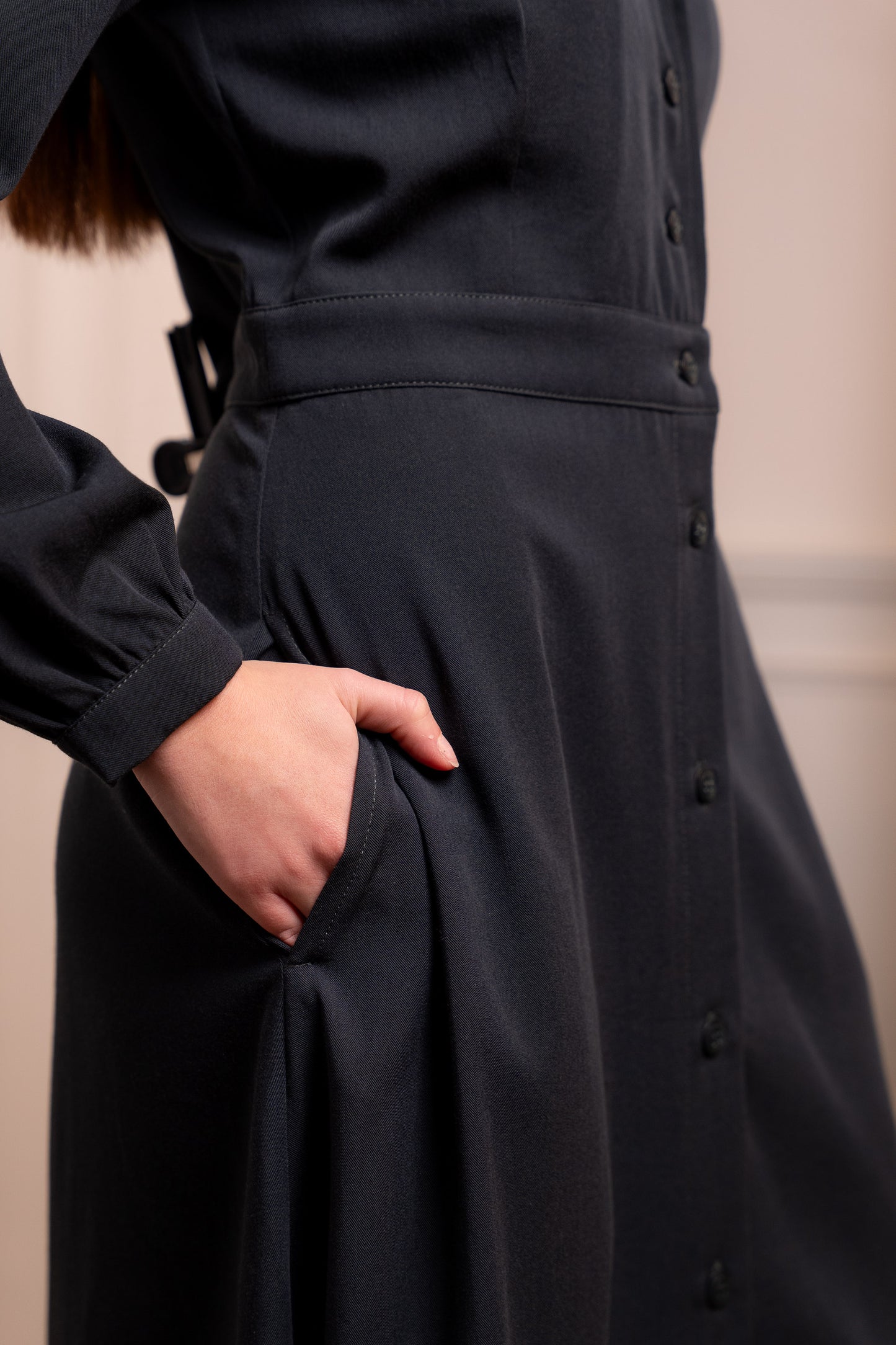 Chemisier Verde Scuro Lana - Abito Camicia Sartoriale Made in Italy