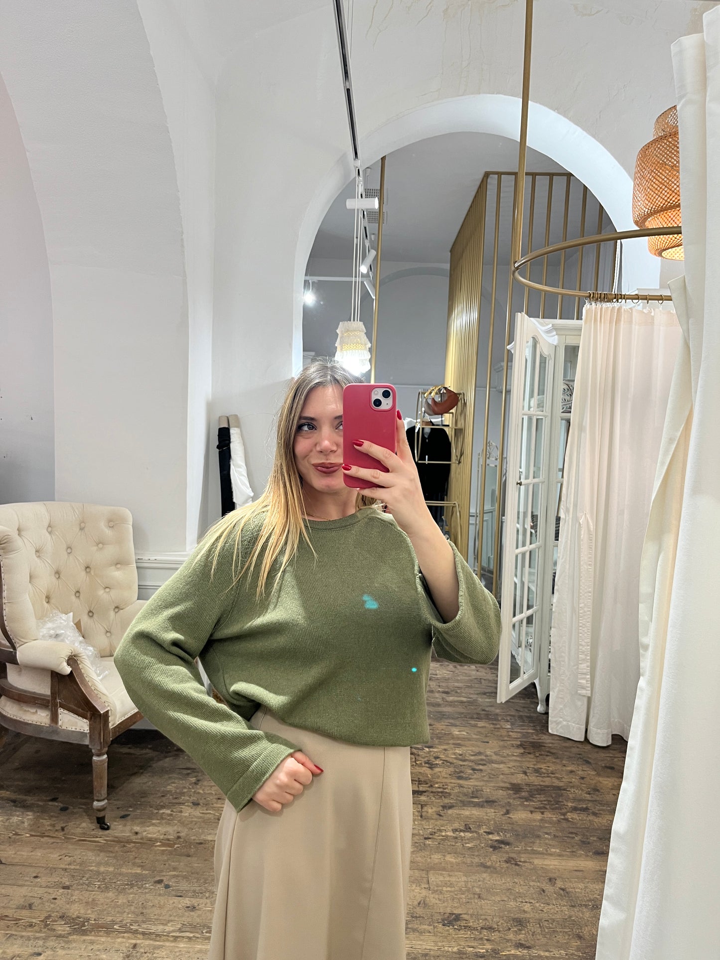 Maglione cashemere verde salvia