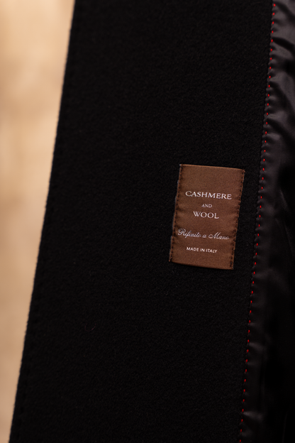 Cappotto Tania Nero Oversize Doppio Petto - Lana Cashmere Made in Italy