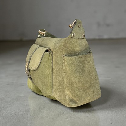 Borsa Tasche Verde Oliva in Vera Pelle - Doppio Manico Handmade