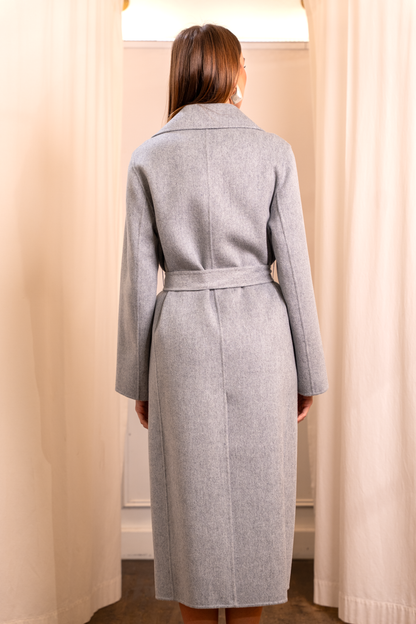 Cappotto Lana Doppia Grigio Perla Vergine - Drap Senza Fodera Made in Italy