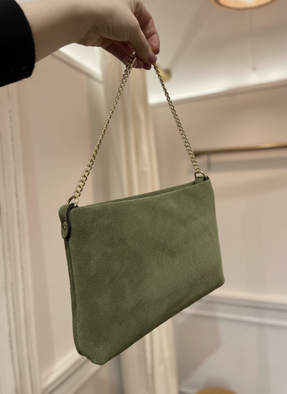 Borsa Tracolla Vera Pelle Verde Salvia - Doppia Catena Made in Italy