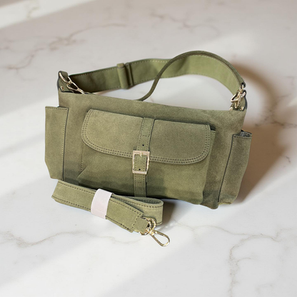 Borsa Tasche Verde Oliva in Vera Pelle - Doppio Manico Handmade