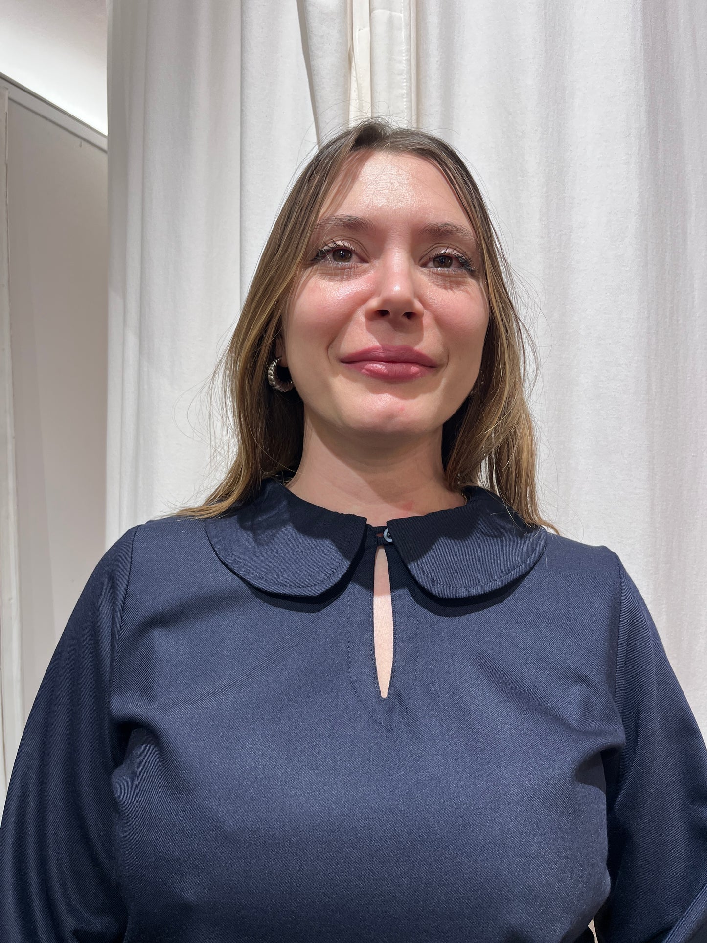 Camicia Sartoriale Collo Bebè in Lana e Viscosa - Blu