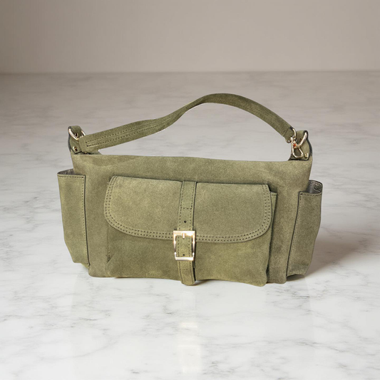 Borsa Tasche Verde Oliva in Vera Pelle - Doppio Manico Handmade