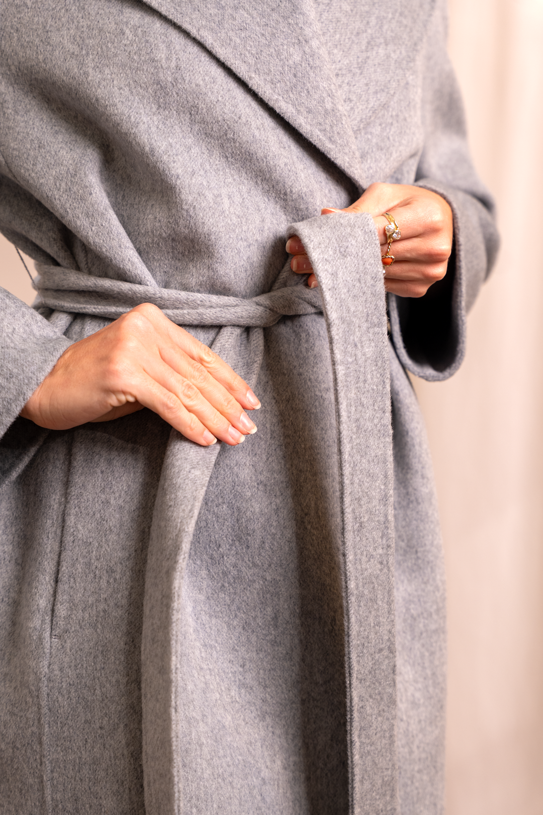 Double-Breasted Virgin Wool Coat in Pearl Grey - Unlined Drap Made in Italy