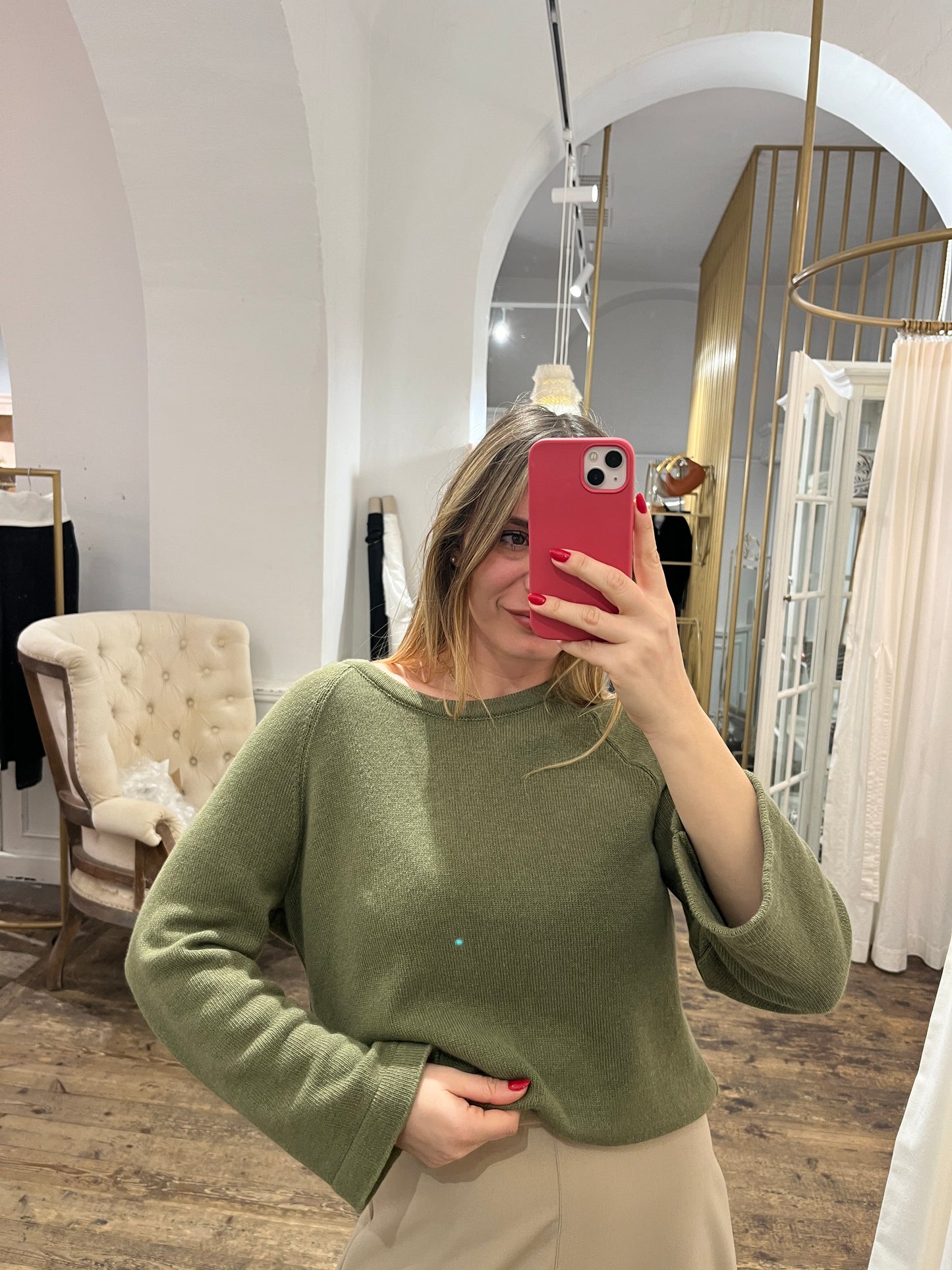 Maglione cashemere verde salvia