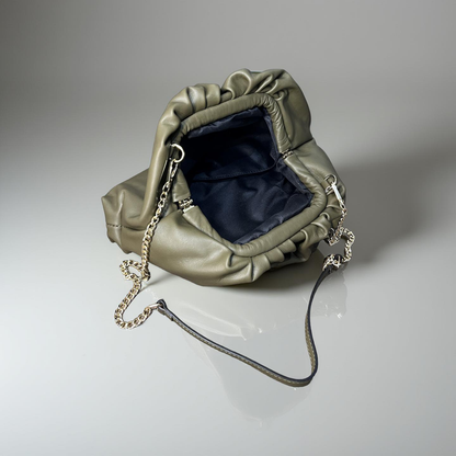 Borsa Raviolo Verde Oliva in Vera Pelle