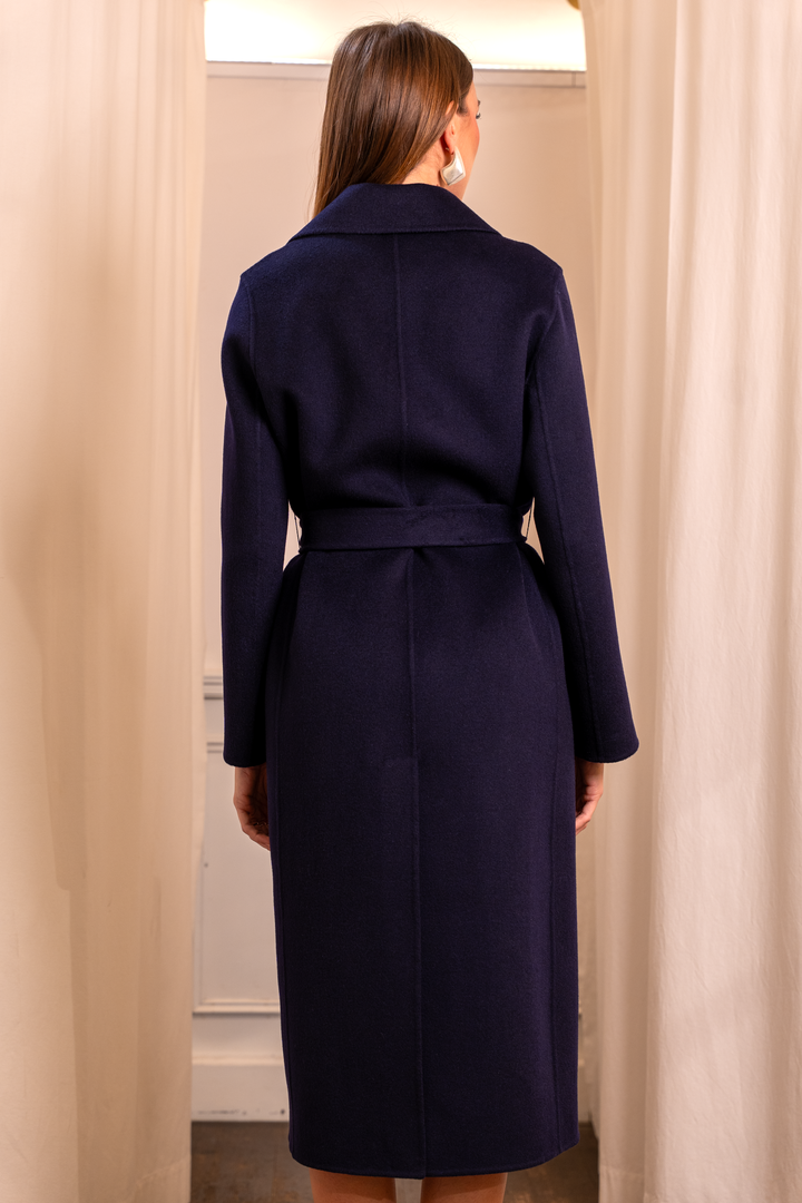 Virgin Blue Double Wool Coat - Unlined Drap Made in Italy