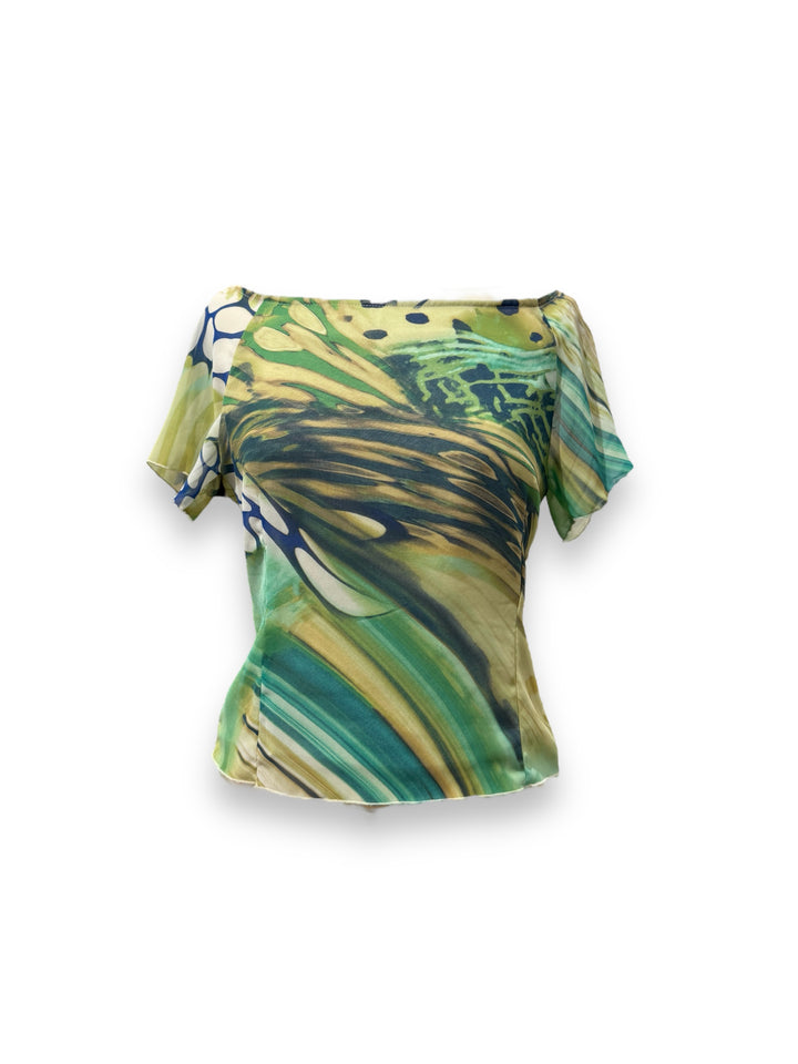 Blusa Fantasia Verde In Viscosa - zip laterale gonna completo