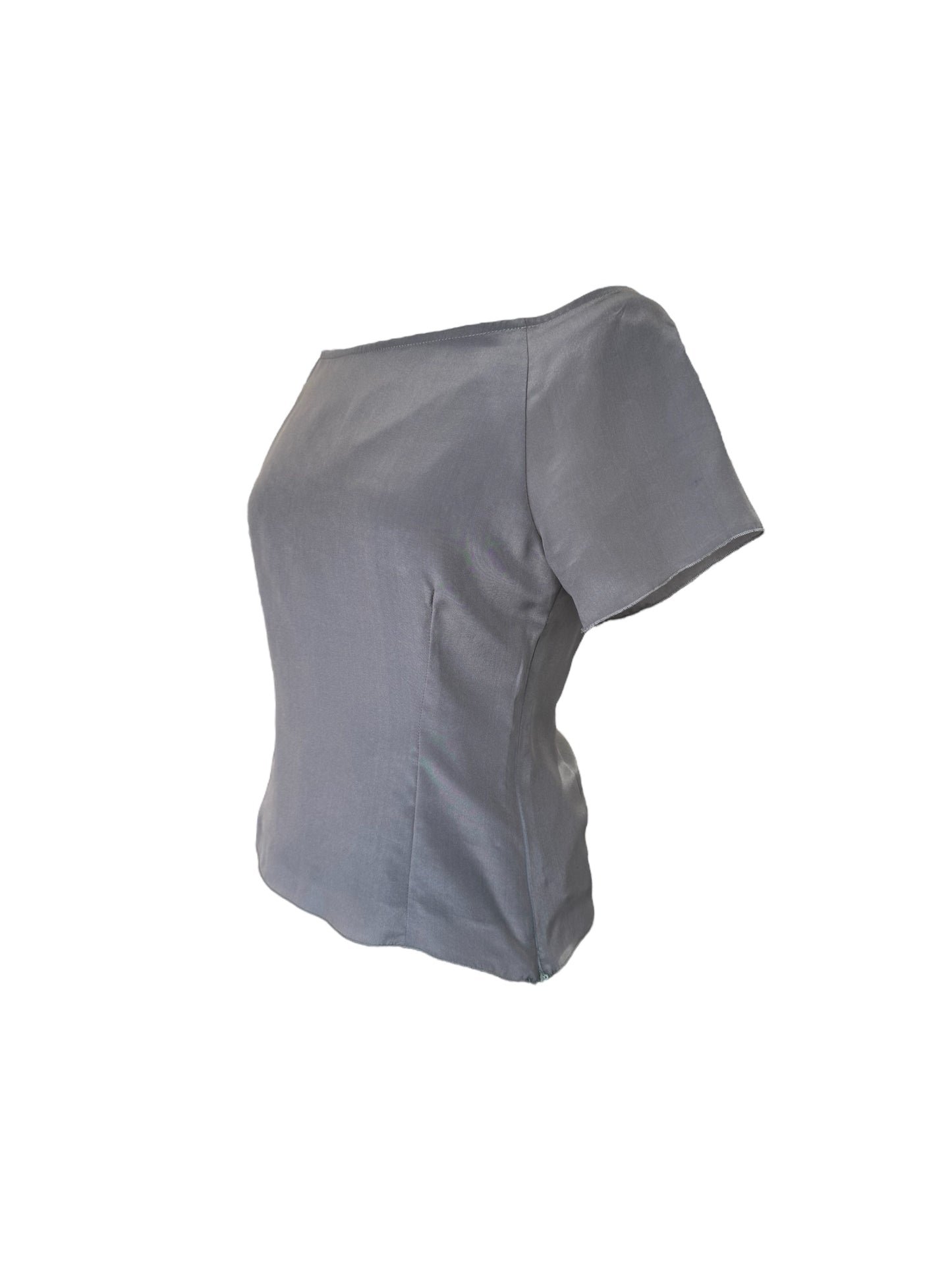 Blusa Grigia In Seta - completo con gonna disponibile zip laterale