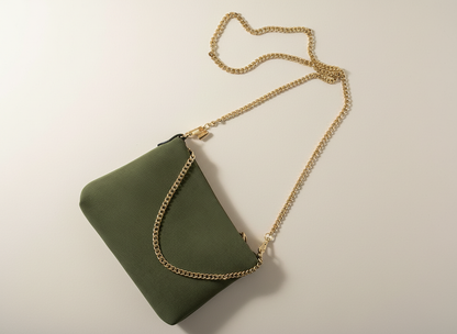 Borsa Tracolla Vera Pelle Verde Salvia - Doppia Catena Made in Italy