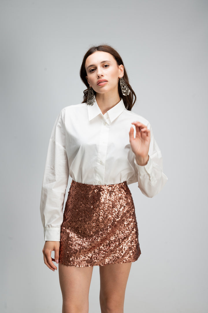 BRONZE SEQUINED SKIRT
