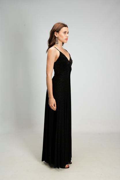 ABITO LUNGO GLITTER NERO