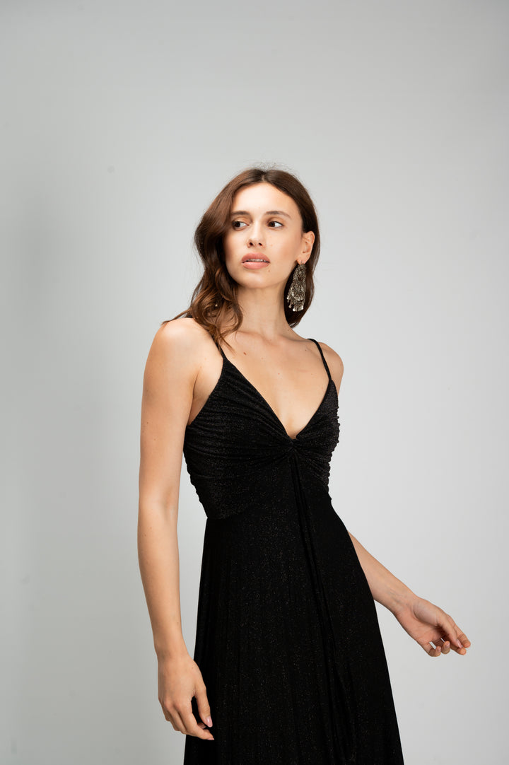 LONG BLACK GLITTER DRESS