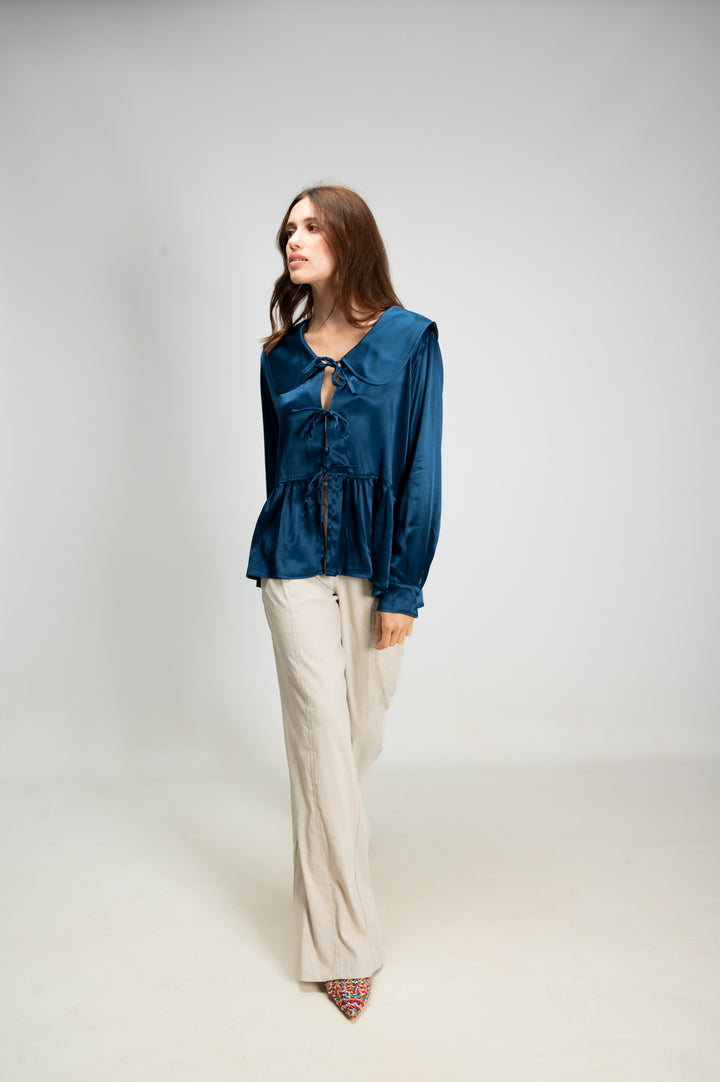 SATIN COLLAR SHIRT