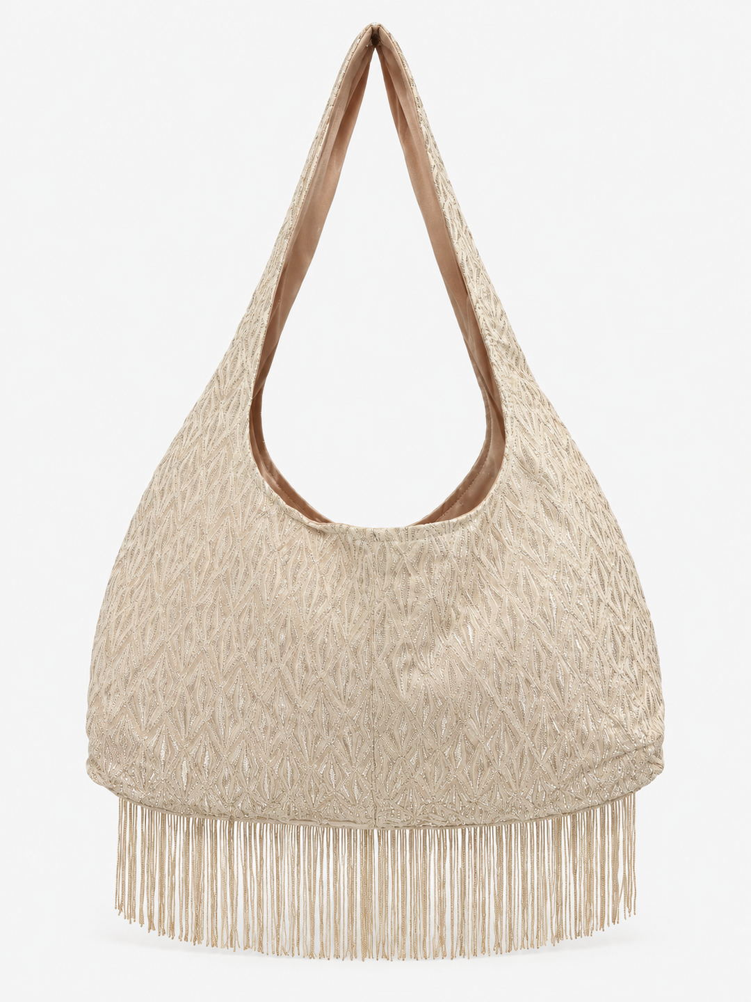 borsa grande in broccato con frange