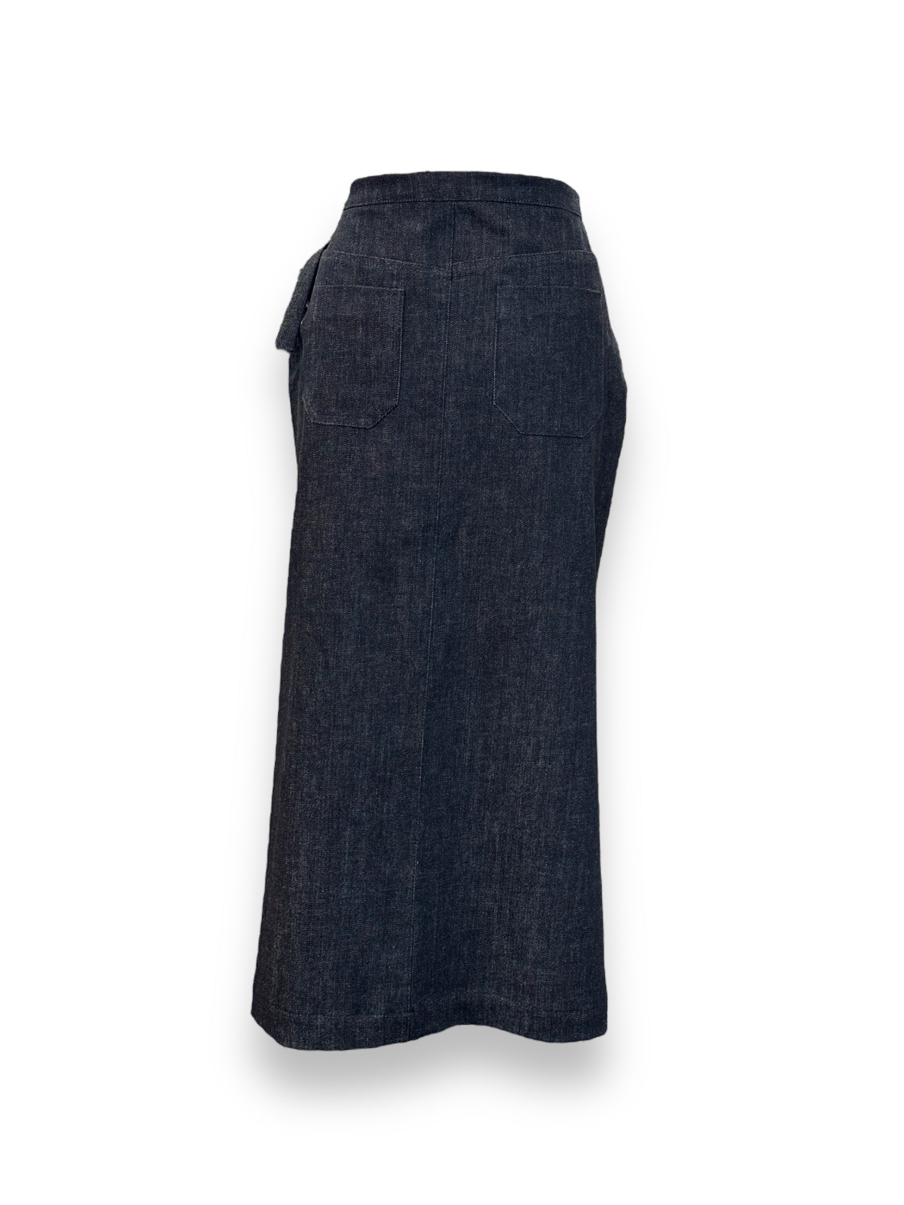 Gonna Longuette Di Jeans Grigia - tasche sul retro