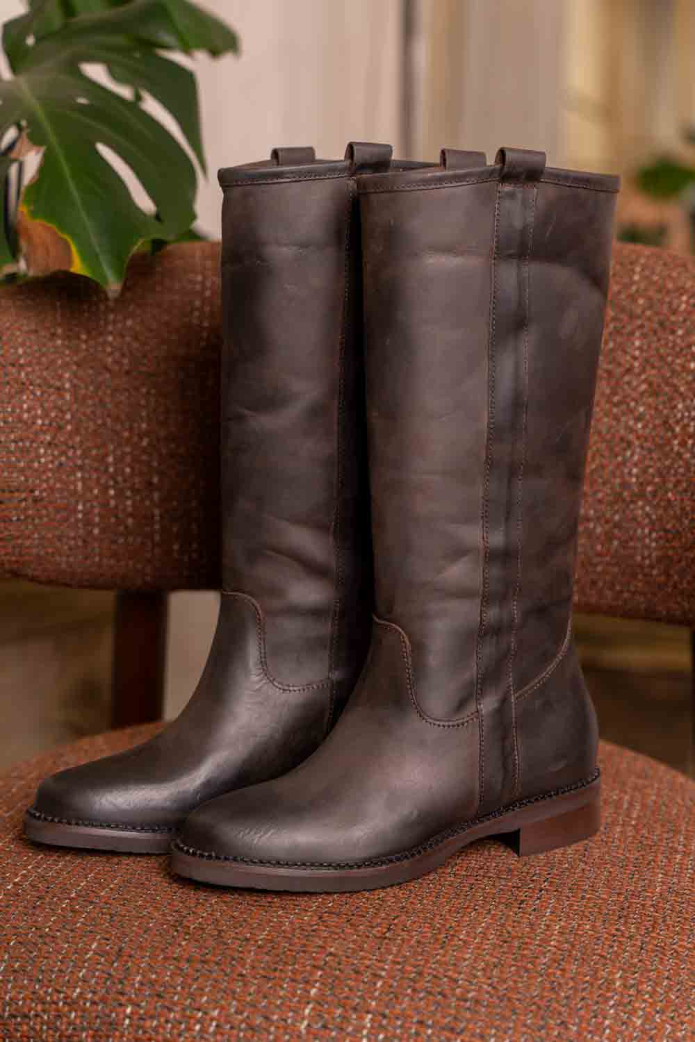 Camperos Cioccolato Pelle - Stivale Gambale Tubolare Made in Italy