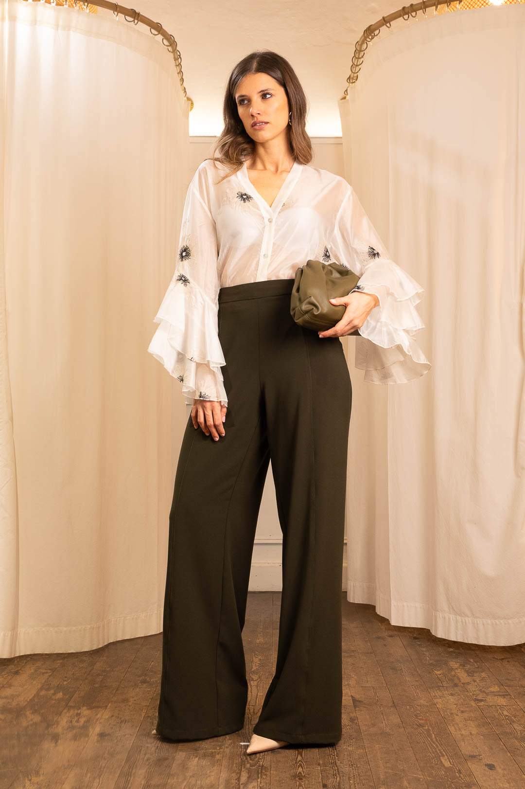 Pantalone Bacchetta Sartoriale in Cadì – Verde
