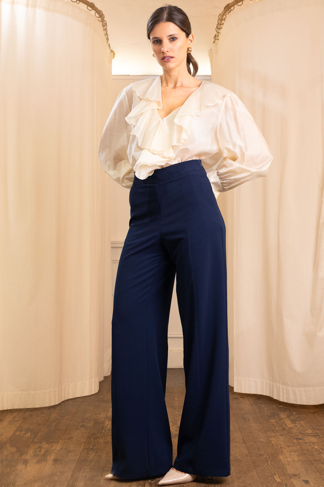 Pantalone Bacchetta Sartoriale in Cadì – Blu