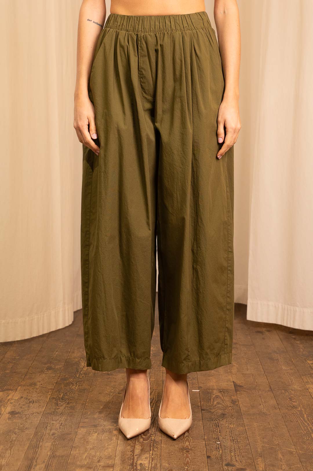 Pantalone Baggy in Cotone Verde