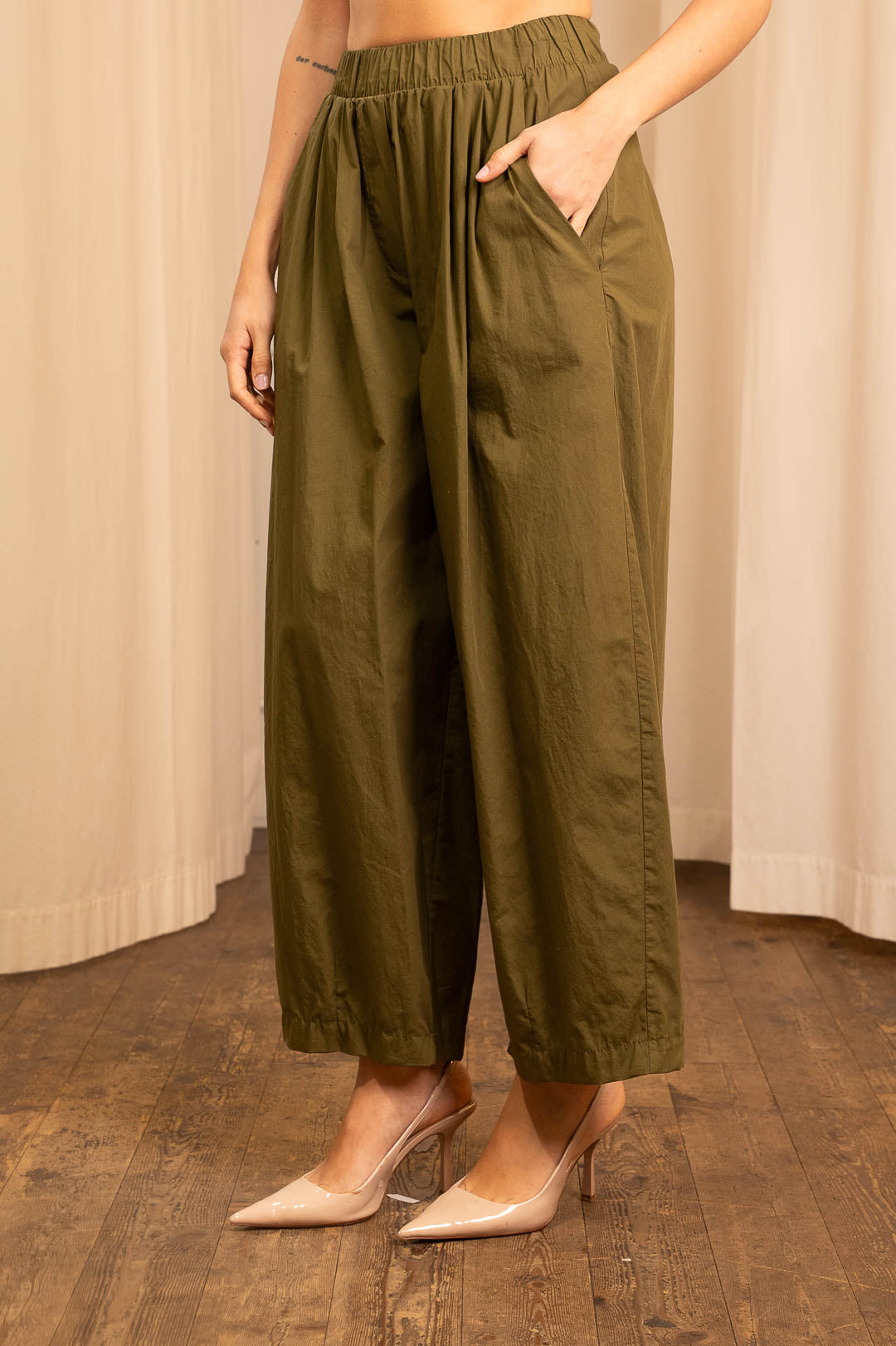 Pantalone Baggy in Cotone Verde