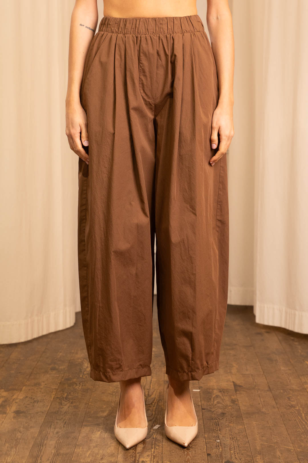 Pantalone Baggy in Cotone Caramello