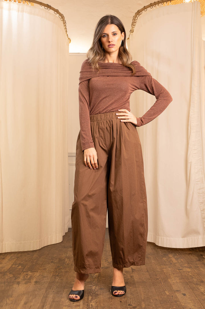 Pantalone Baggy in Cotone Caramello
