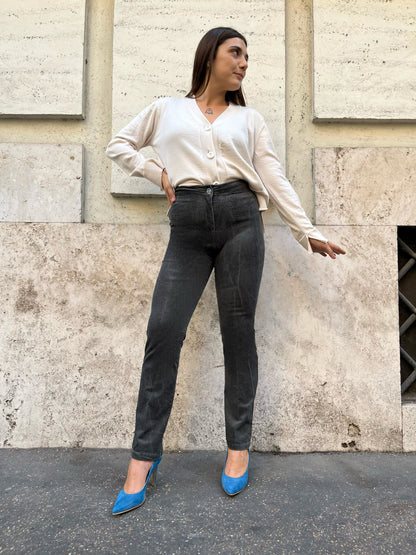 Pantalone Velluto Millerighe Grigio