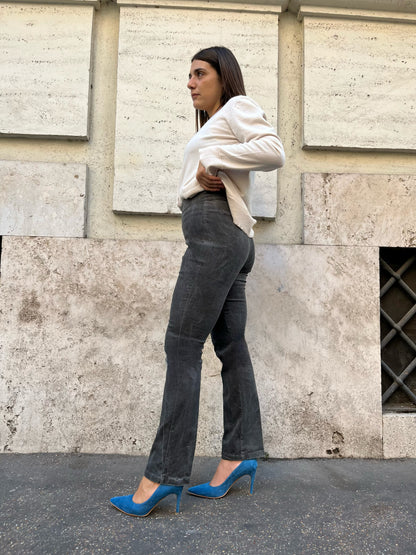 Pantalone Velluto Millerighe Grigio