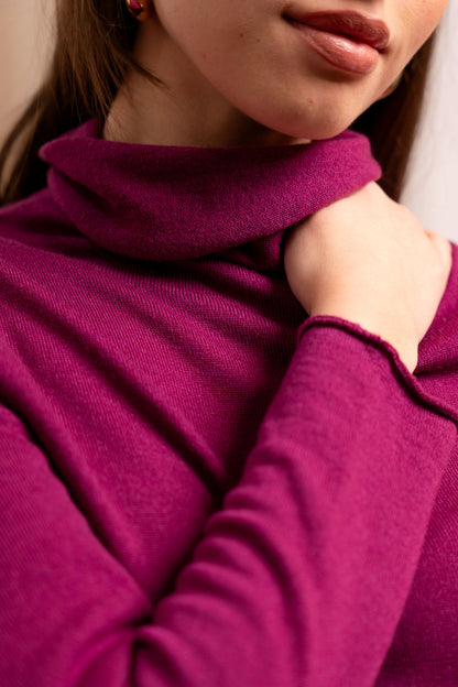 Dolcevita Ciclamino Lana Merinos - Maglione Avvitato Made in Italy