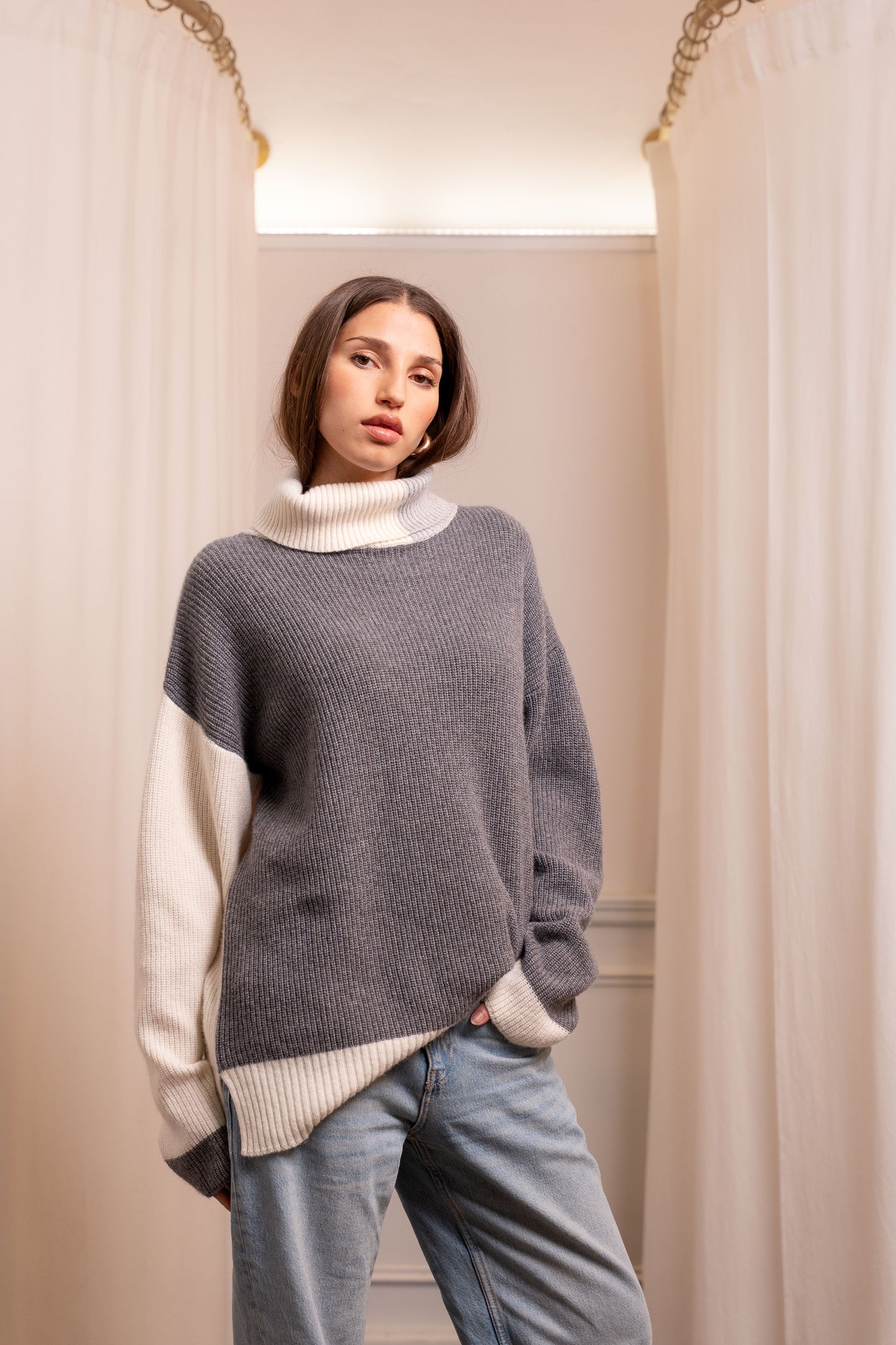 Dolcevita Tre Colori Lana Cashmere - Maglione Artigianale Made in Biella
