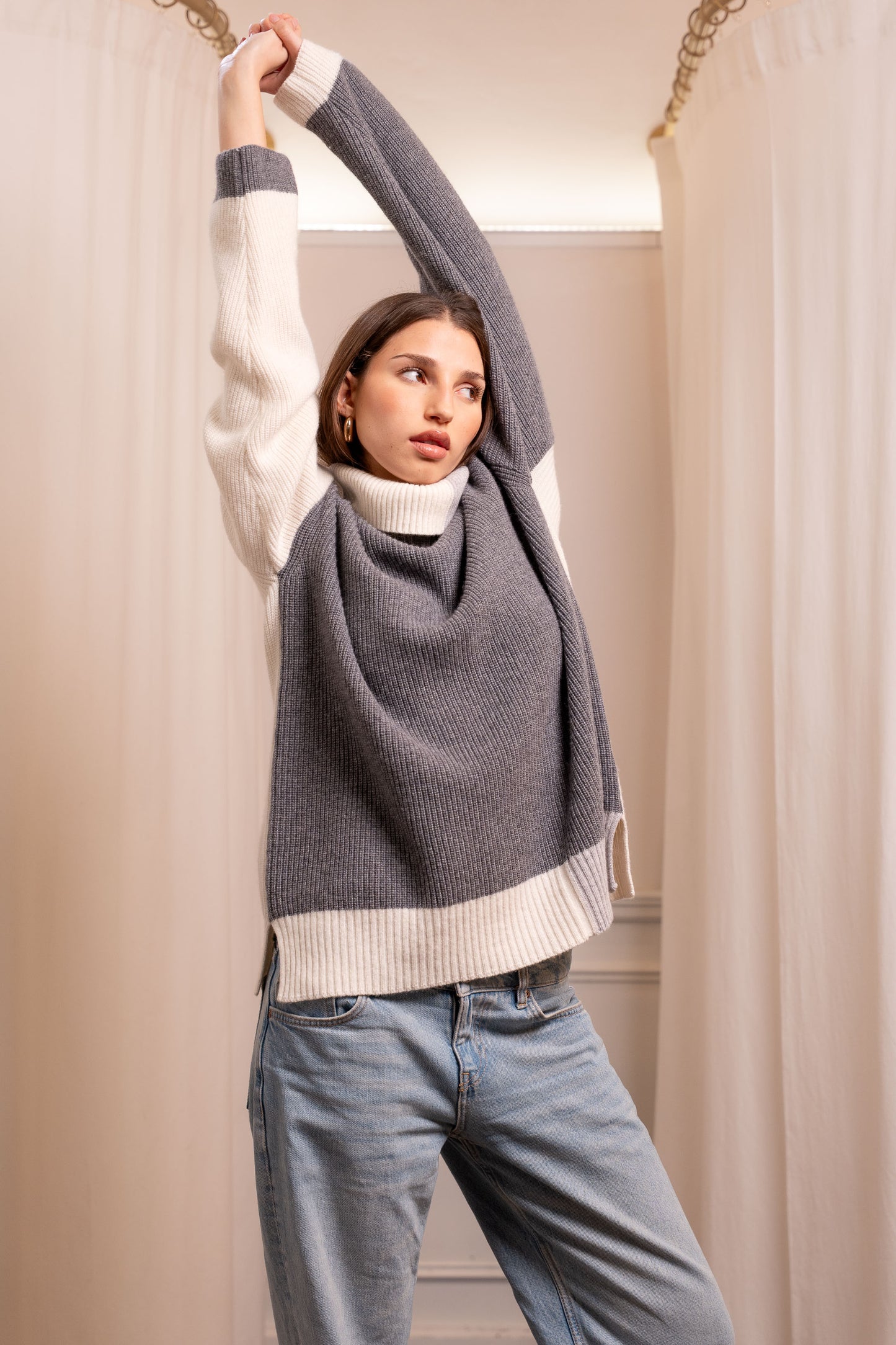 Dolcevita Tre Colori Lana Cashmere - Maglione Artigianale Made in Biella