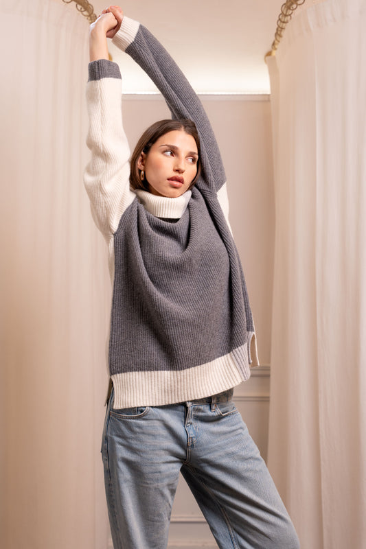 Dolcevita Tre Colori Lana Cashmere - Maglione Artigianale Made in Biella