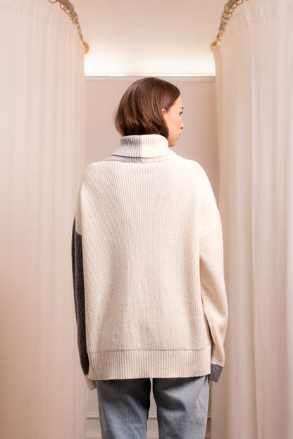 Dolcevita Tre Colori Lana Cashmere - Maglione Artigianale Made in Biella