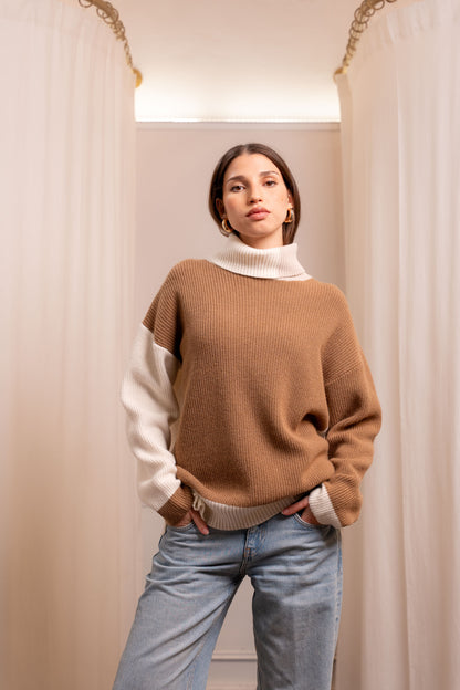 Dolcevita Tre Colori Lana Cashmere - Maglione Artigianale Made in Biella