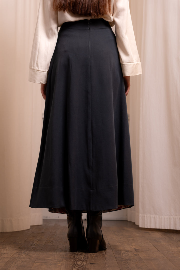 Veronica Green Wool Skirt - Pleats and Pockets Made in Italy