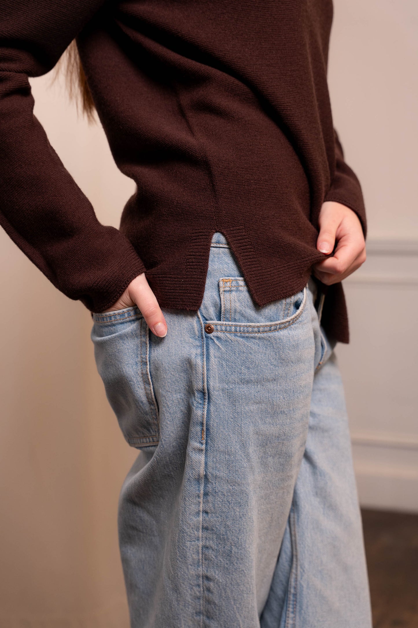 Maglione Lana Vergine Cioccolato - Artigianale Made in Biella Italy