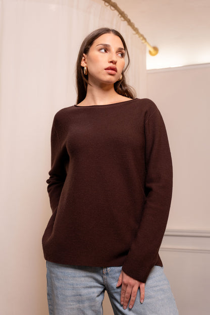 Maglione Lana Vergine Cioccolato - Artigianale Made in Biella Italy