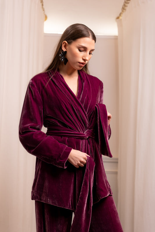 Giacca Kimono in Seta Ciclamino