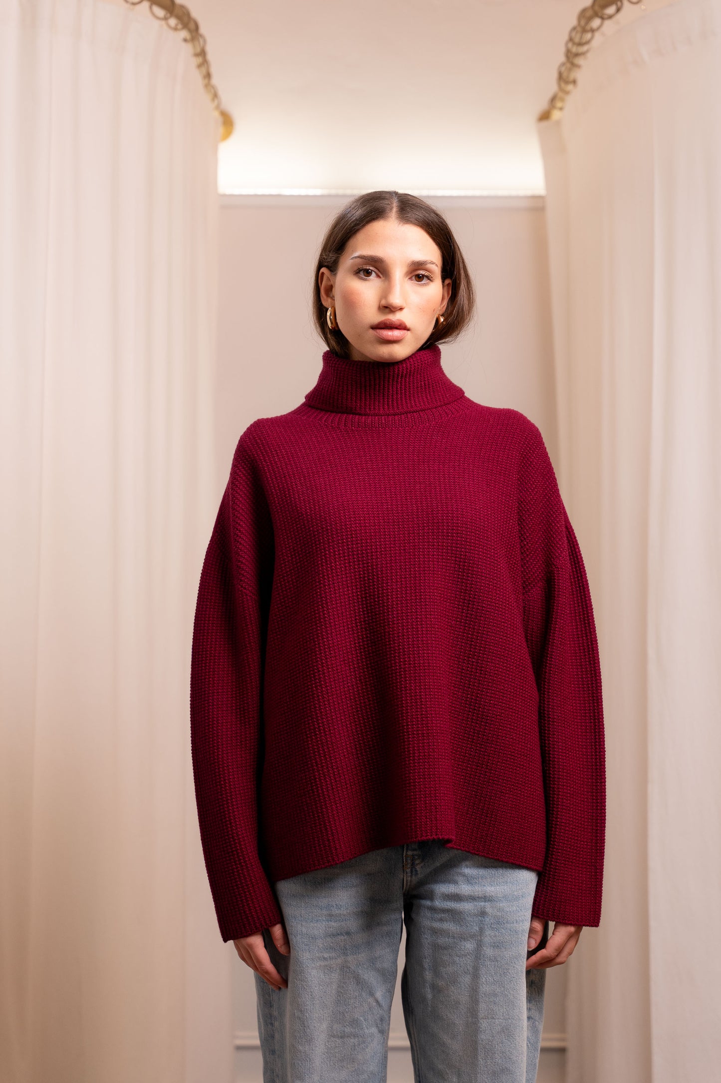 Maglione collo alto punto pannocchia