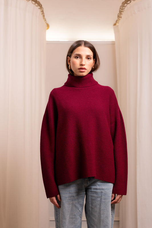 Maglione collo alto punto pannocchia